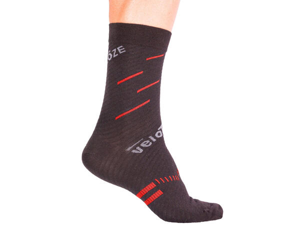 Velotoze Merino Sokker Sort/Rød L-XL 