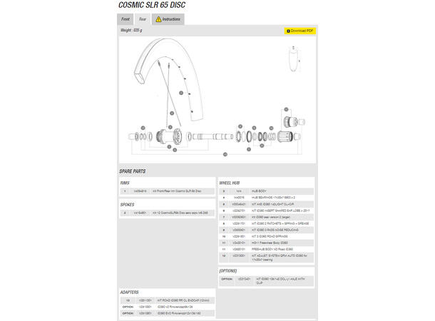 Mavic Cosmic SLR 65 DCL Hjulsett Disc Center Lock, M11 
